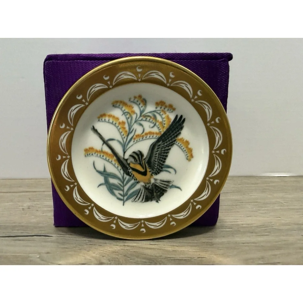 State Birds Flowers Franklin MINI Plate Nebraska Western Meadowlark Goldenrod 3